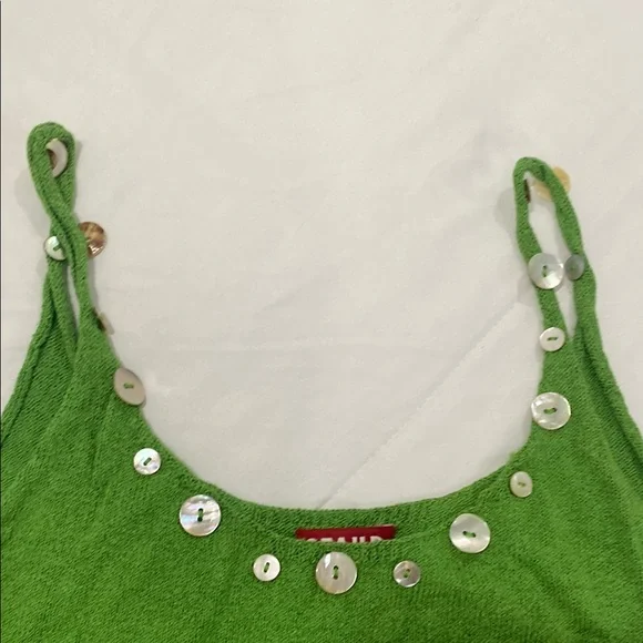 STAUD,Green Sleeveless Top with Button Accents USED - Picture 3 of 8
